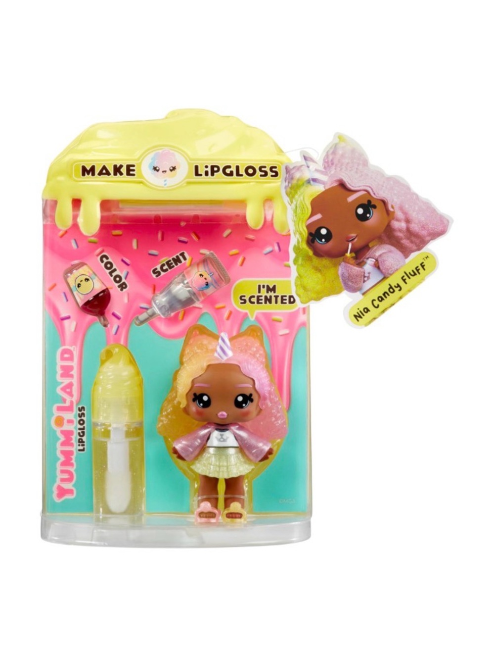 🖍️ Make Lipgloss Nia Candy Fluff Scented Mini Doll in Pink & Yellow
